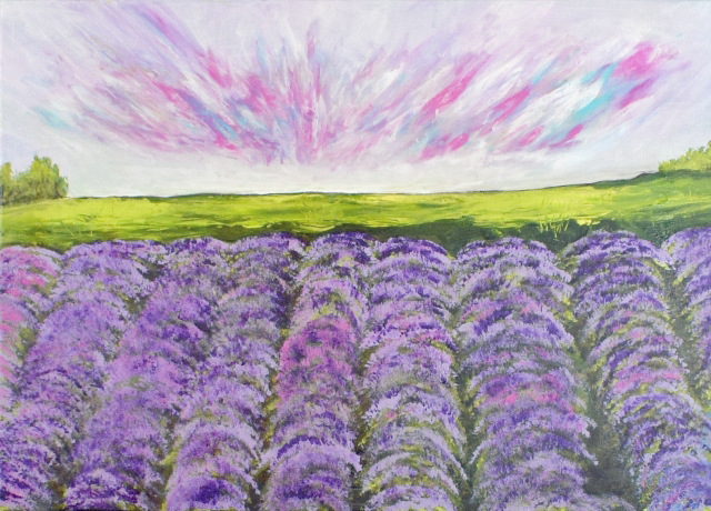 Abstrakte Landschaftsmalerei Lavendel