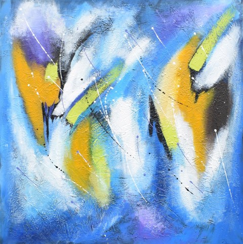 abstract painting blue yellow square - 1396