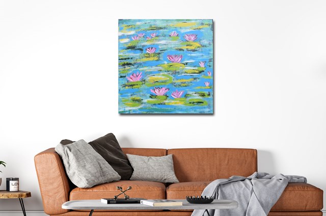paintings abstract water lilies living room- 1421