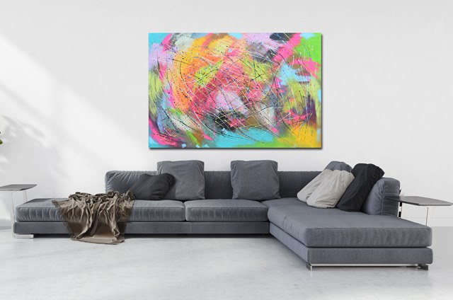 action painting living room