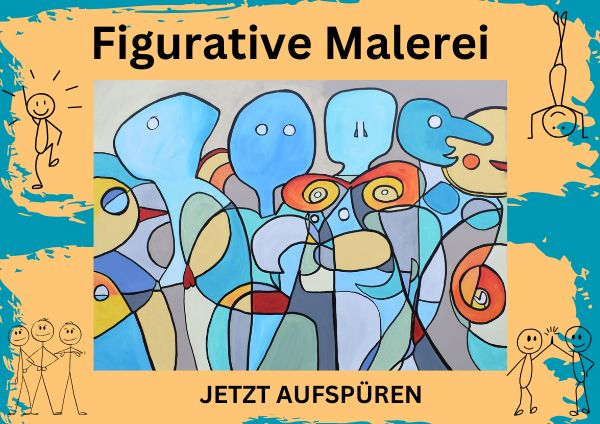 Moderne abstrakte Bilder kaufen – Figürliche Malerei im Kubismus-Stil von Peggy Liebenow